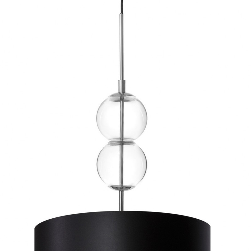 Lampa wisząca ZOE M z czarnym abażurem na chromowanym zawieszeniu KASPA