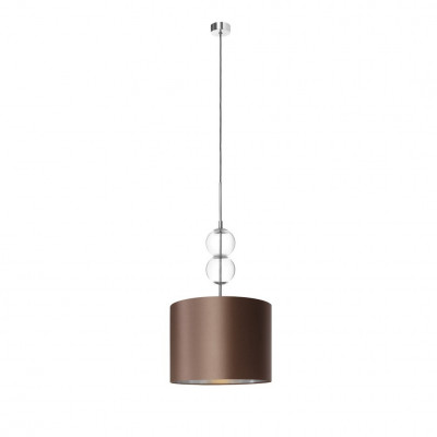 Hanging lamp ZOE M with a brown lampshade on a chrome suspension KASPA
