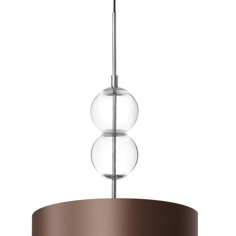 Lampa wisząca ZOE M z brązowym abażurem na chromowanym zawieszeniu KASPA