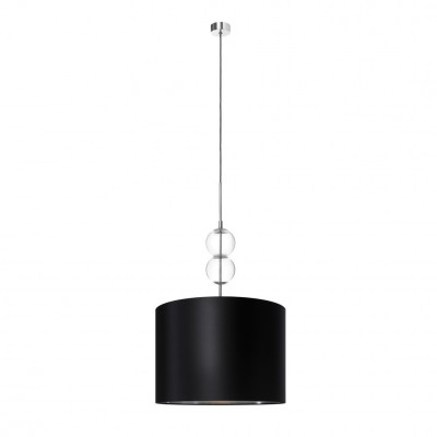 Hanging lamp ZOE L with a black lampshade on a chrome suspension KASPA