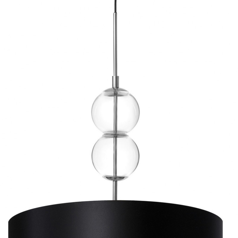 Lampa wisząca ZOE L z czarnym abażurem na chromowanym zawieszeniu KASPA