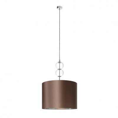 Hanging lamp ZOE L with a brown lampshade on a chrome suspension KASPA