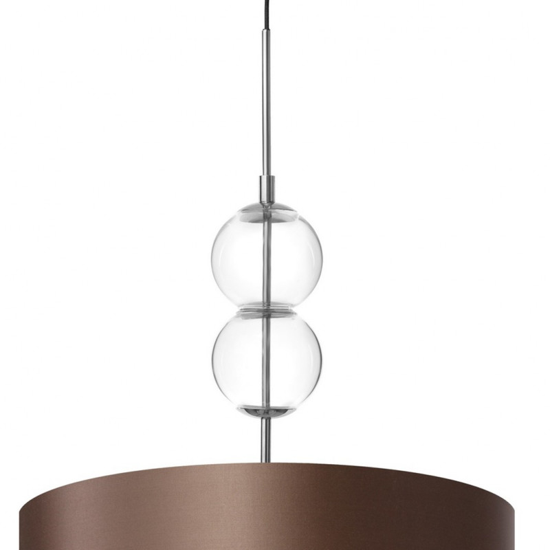 Lampa wisząca ZOE L z brązowym abażurem na chromowanym zawieszeniu KASPA