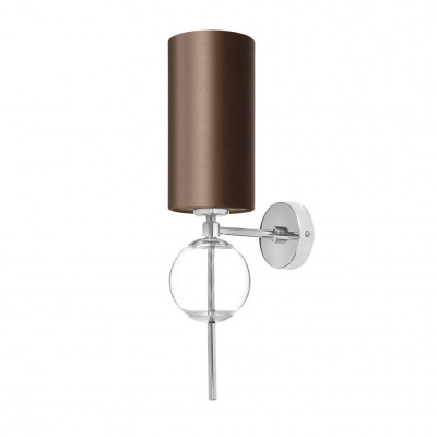 Wall lamp ZOE with a brown lampshade on a chrome frame KASPA