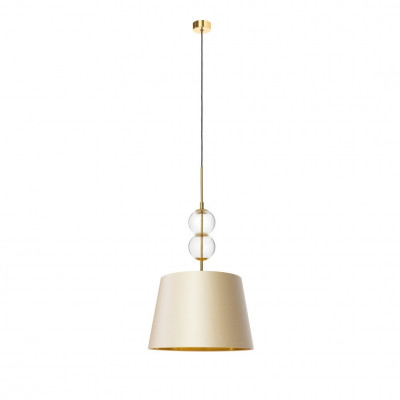 Lampa wisząca COCO M z szampańskim stożkowym abażurem na złotym zawieszeniu KASPA