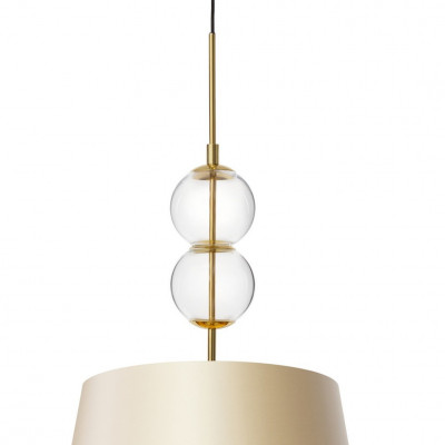 Pendant lamp COCO M with a champagne conical lampshade on a golden suspension KASPA