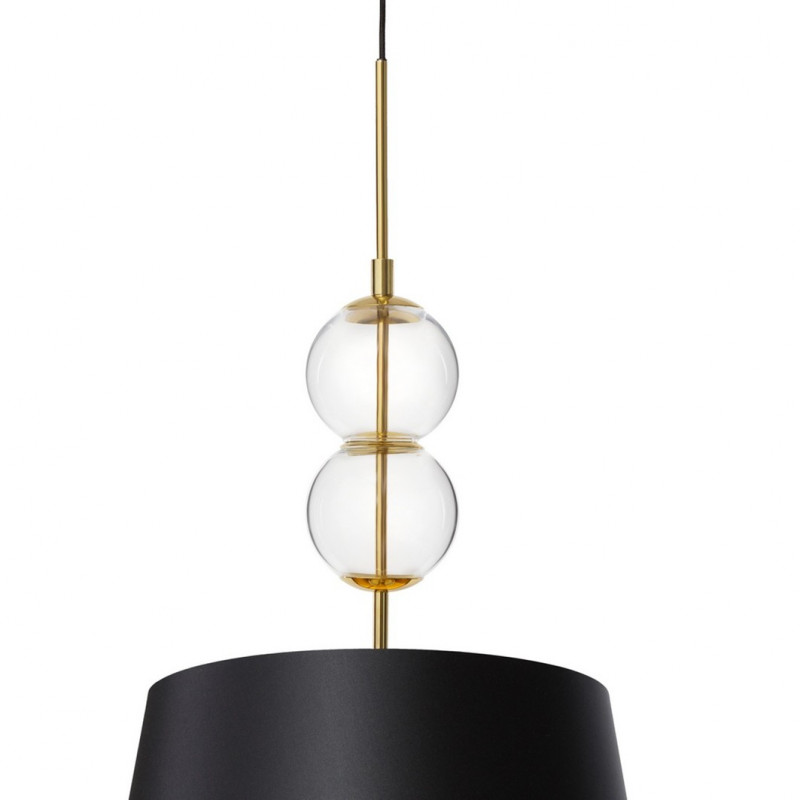 Lampa wisząca COCO M z czarnym stożkowym abażurem na złotym zawieszeniu KASPA