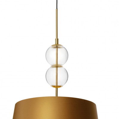 Pendant lamp COCO L with a golden conical lampshade on a golden suspension KASPA