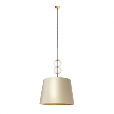 Lampa wisząca COCO L z szampańskim stożkowym abażurem na złotym zawieszeniu KASPA