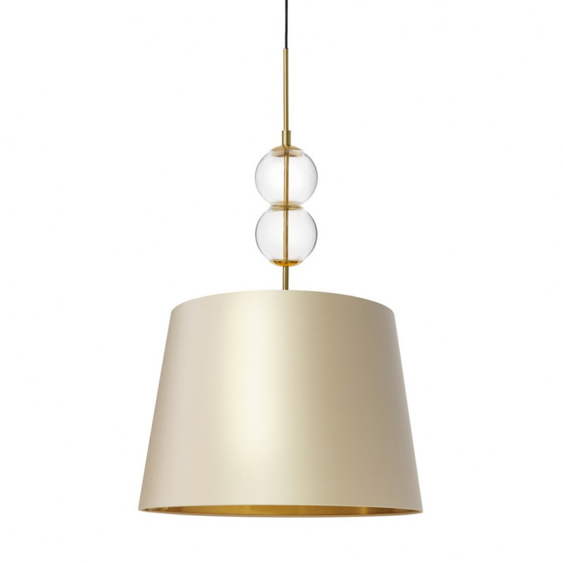 Lampa wisząca COCO L z szampańskim stożkowym abażurem na złotym zawieszeniu KASPA