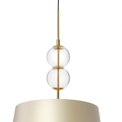 Lampa wisząca COCO L z szampańskim stożkowym abażurem na złotym zawieszeniu KASPA