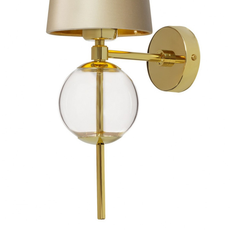 Wall lamp COCO with a champagne conical lampshade on a golden frame KASPA