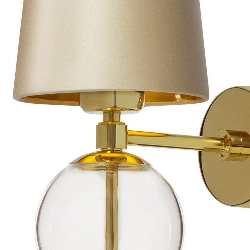 Wall lamp COCO with a champagne conical lampshade on a golden frame KASPA