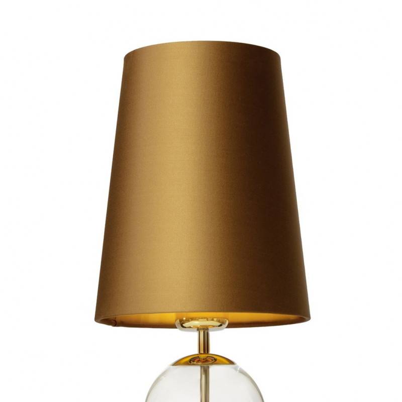 Table lamp COCO with a golden conical lampshade on a golden base KASPA