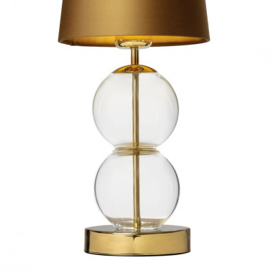 Lampa stołowa COCO ze złotym stożkowym abażurem na złotej podstawie KASPA