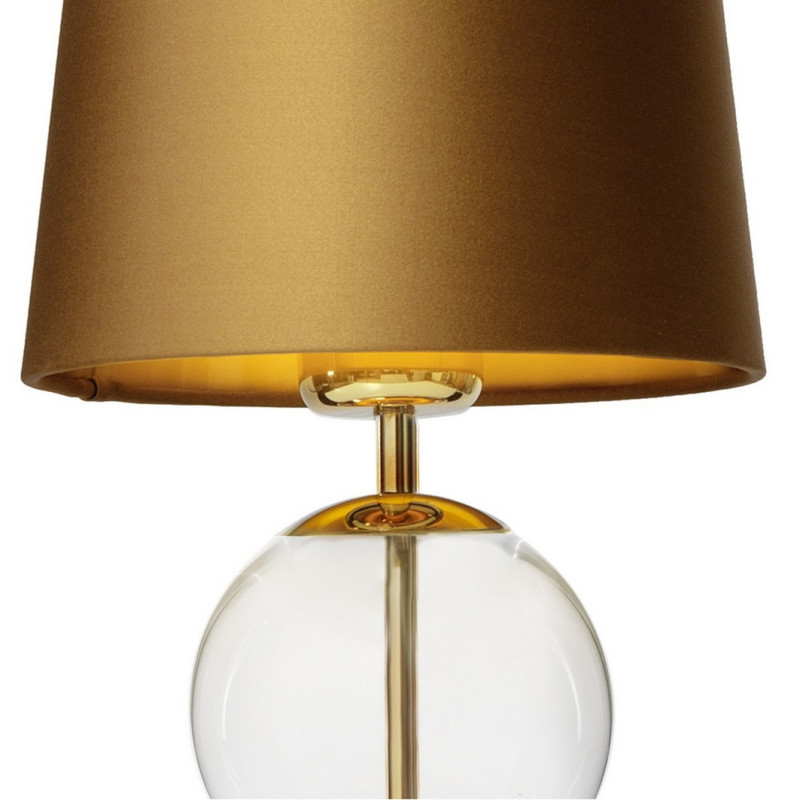 Lampa stołowa COCO ze złotym stożkowym abażurem na złotej podstawie KASPA