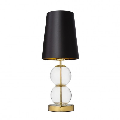 Table lamp COCO with a black conical lampshade on a golden base KASPA