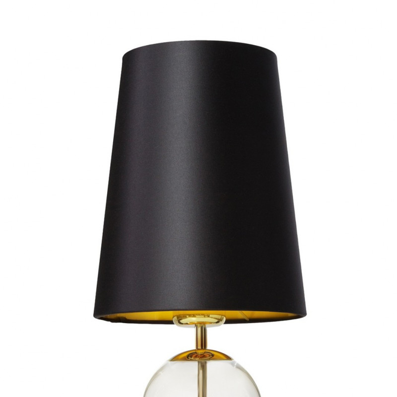 Lampa stołowa COCO z czarnym stożkowym abażurem na złotej podstawie KASPA