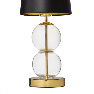 Table lamp COCO with a black conical lampshade on a golden base KASPA