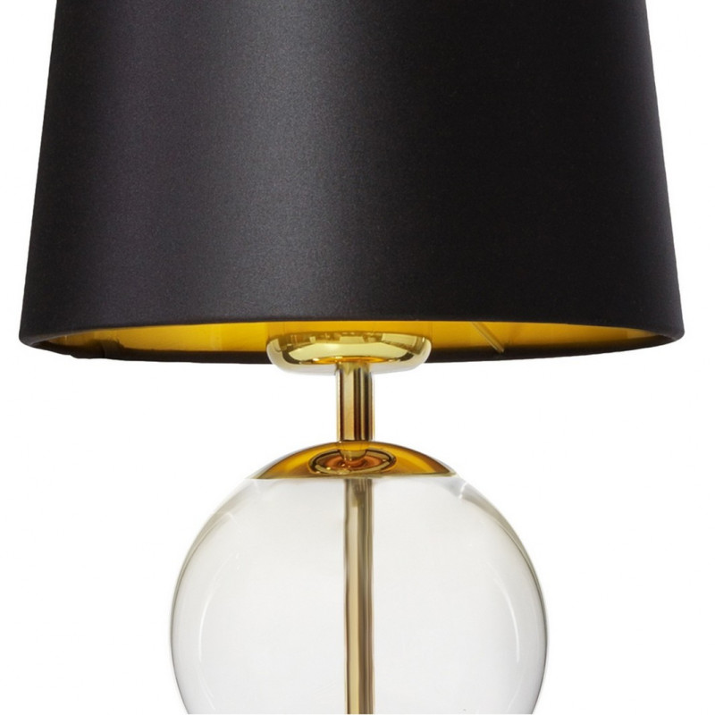 Table lamp COCO with a black conical lampshade on a golden base KASPA