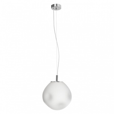 Hanging lamp CLOE S with a opal shade on a chrome suspension KASPA
