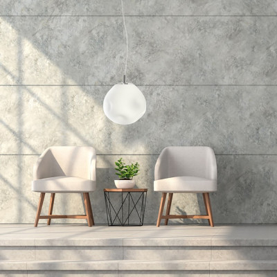 Hanging lamp CLOE S with a opal shade on a chrome suspension KASPA