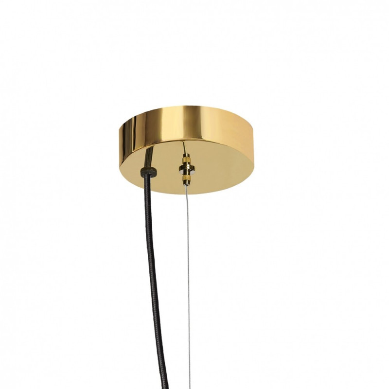 Hanging lamp CLOE M with a opal shade on a golden suspension KASPA