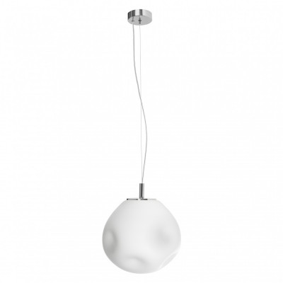 Hanging lamp CLOE M with a opal shade on a chrome suspension KASPA