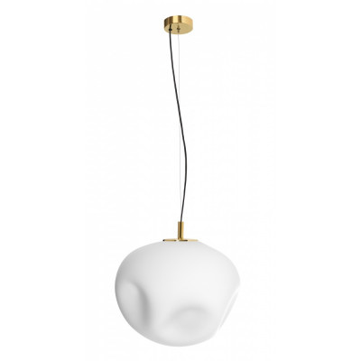 Lampa wisząca CLOE L z mlecznym kloszem na złotym zawieszeniu KASPA