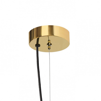 Hanging lamp CLOE L with a opal shade on a golden suspension KASPA