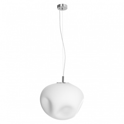 Lampa wisząca CLOE L z mlecznym kloszem na chromowanym zawieszeniu KASPA