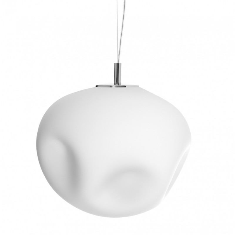 Lampa wisząca CLOE L z mlecznym kloszem na chromowanym zawieszeniu KASPA