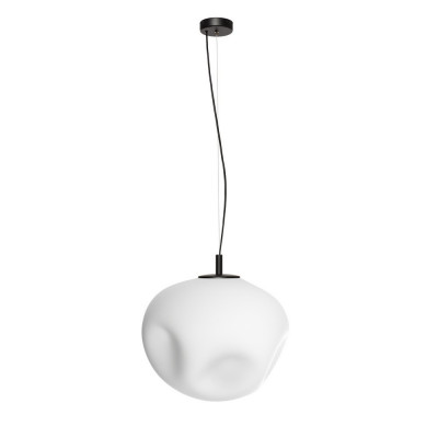 Lampa wisząca CLOE L z mlecznym kloszem na czarnym zawieszeniu KASPA