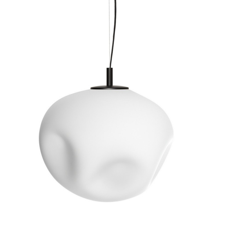 Lampa wisząca CLOE L z mlecznym kloszem na czarnym zawieszeniu KASPA