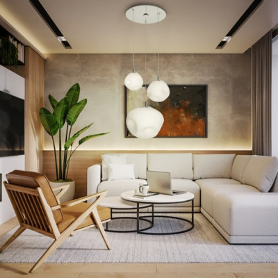 Plafond CLOE 3 with three opal diffusers on a chrome suspension KASPA