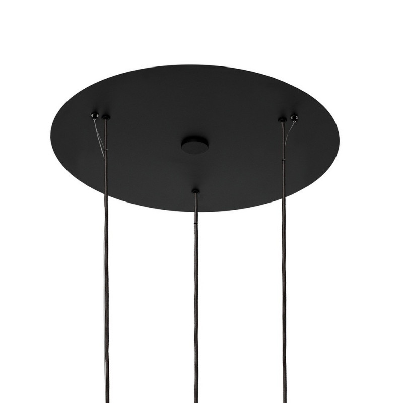 Plafond CLOE 3 with three opal diffusers on a black suspension KASPA