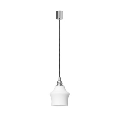 Hanging lamp LONGIS II WHITE with a opal lampshade and chrome elements KASPA