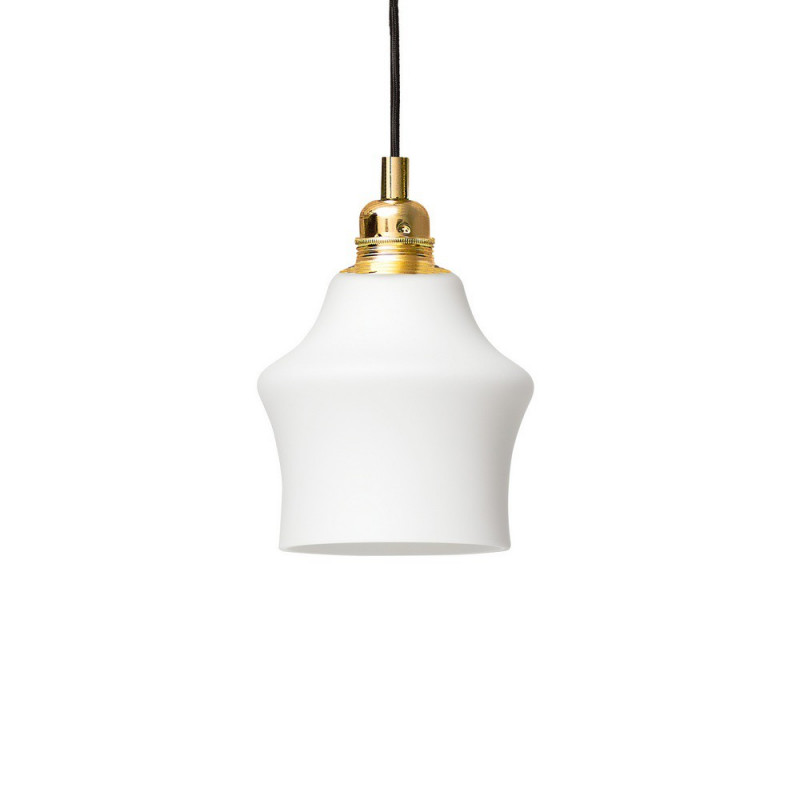 Hanging lamp LONGIS II WHITE with a opal lampshade and golden elements KASPA