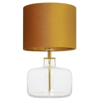 Table lamp LORA with a golden velor shade on a transparent base with golden details KASPA