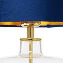 Table lamp LORA with a navy velor shade on a transparent base with golden details KASPA