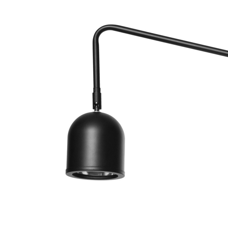Black wall lamp GASPAR on an extension arm with a plug and switch KASPA