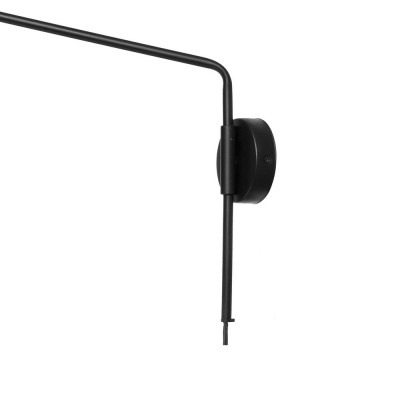 Black wall lamp GASPAR on an extension arm with a plug and switch KASPA