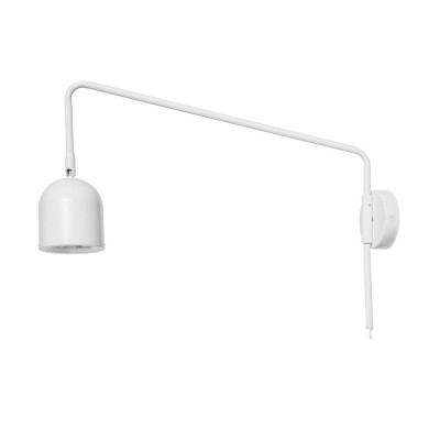 White wall lamp GASPAR on an extension arm with a plug and switch KASPA