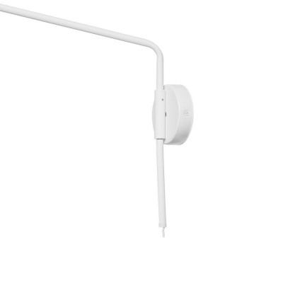 White wall lamp GASPAR on an extension arm with a plug and switch KASPA