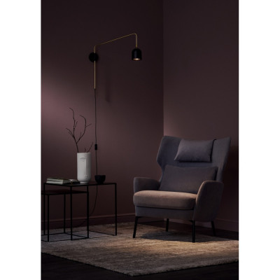 White wall lamp GASPAR on an extension arm with a plug and switch KASPA