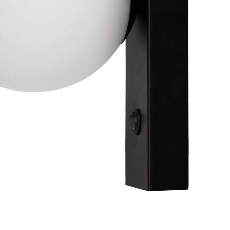Black wall lamp GIGI with a white shade and switch KASPA