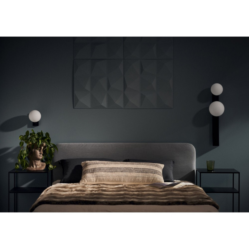 Black wall lamp GIGI with a white shade and switch KASPA