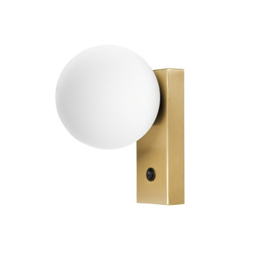 Gold wall lamp GIGI with a white shade and switch KASPA