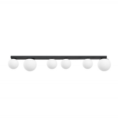 Black ceiling lamp GIGI 4 on a strip with white lampshades KASPA