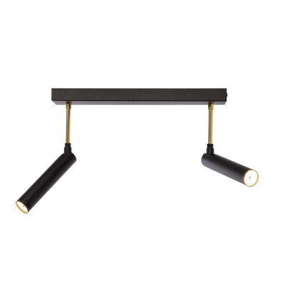 Two-point ceiling lamp on a black and gold LARS strip with adjustable KASPA